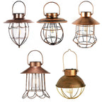 Outdoor Solar Waterproof Wrought Iron LED Hanging Light — Circular Cone
