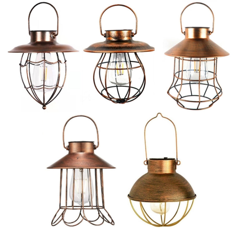 Outdoor Solar Waterproof Wrought Iron LED Hanging Light — Circular Cone