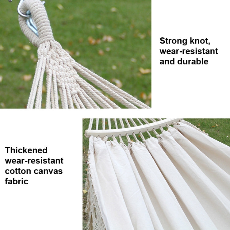 200x150cm Double Outdoor Camping Tassel Canvas Hammock with Stick