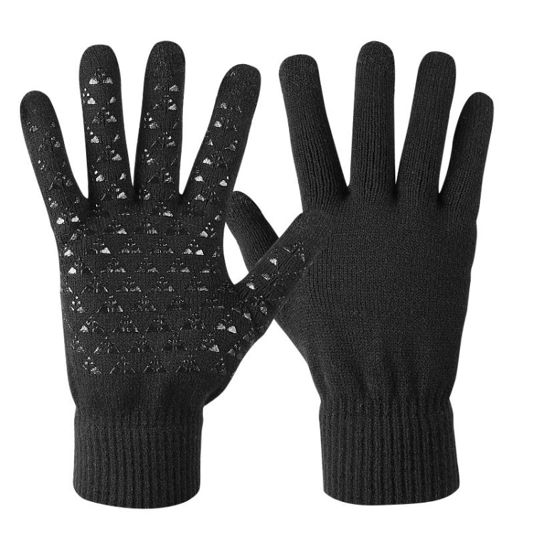 1 Pair Thick Velvet Touch Screen Knitted Warm Gloves — Free Size