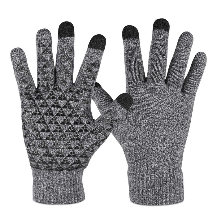 1 Pair Thick Velvet Touch Screen Knitted Warm Gloves — Blue