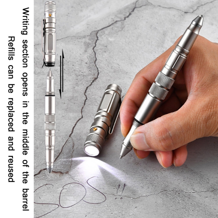 P08 Outdoor LED With Flashing Tungsten Steel Window Breaking Self-Defense Pen