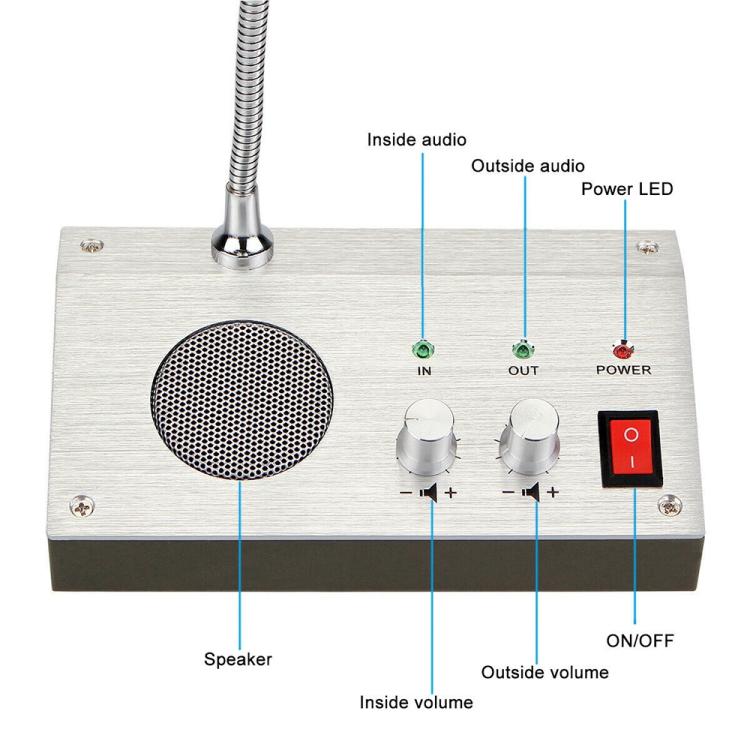 ZHUDELE ZDL-9908 Window Two-way Walkie-talkie Bank/Hospital/Station/Counter Microphone Amplifier, EU Plug