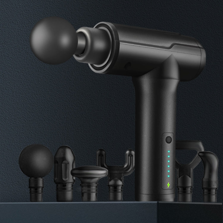 BG-128 6-speed Mini Convenient Massage Gun With 6 Massage Heads, CN Plug — Gray