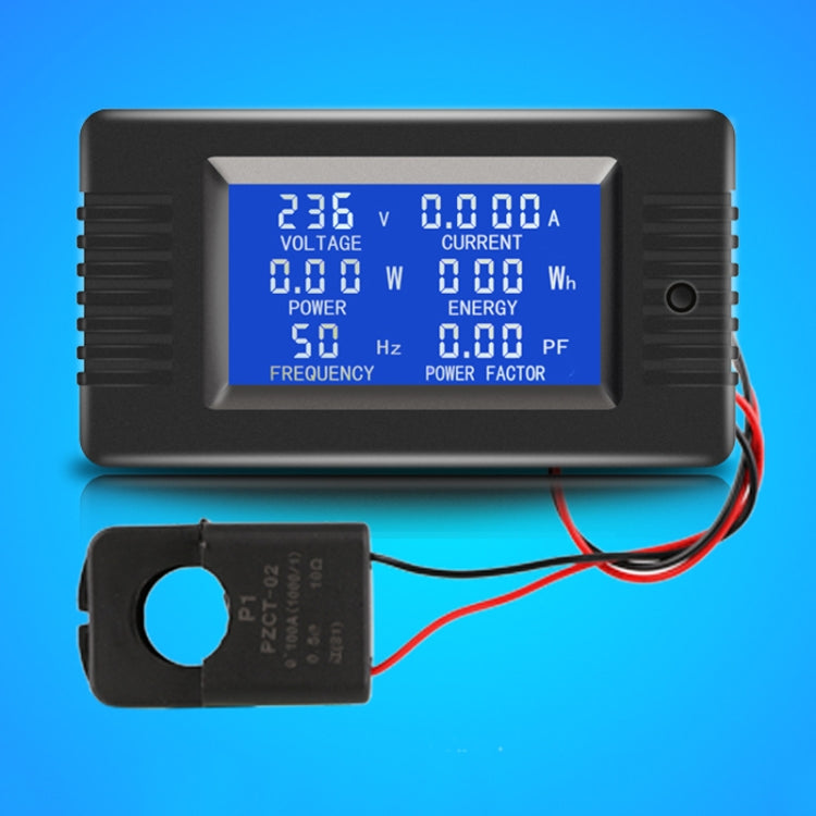 Peacefair English Version Multifunctional AC Digital Display Power Monitor — 100A (Closed CT)
