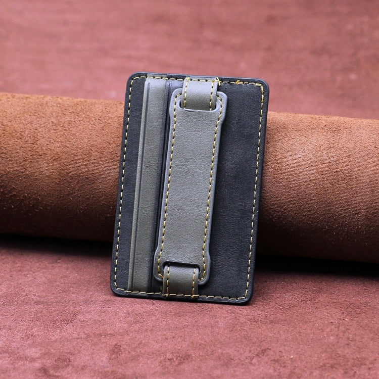 2 PCS Leather Phone Card Sleeve Back Sticker Wrist Pull Strap Holder