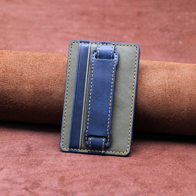 2 PCS Leather Phone Card Sleeve Back Sticker Wrist Pull Strap Holder — Card Sleeve Brown