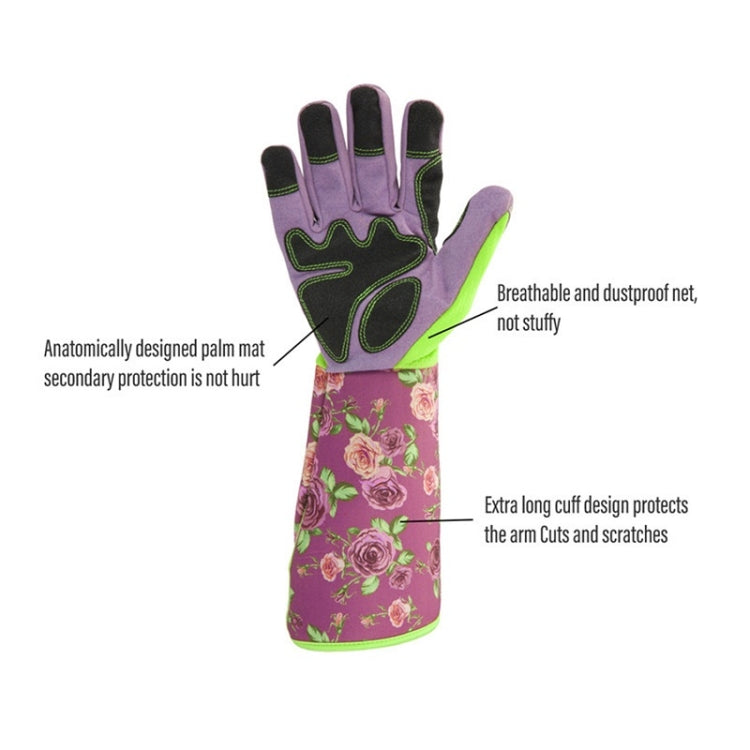 Gardening Stab Resistant Print Sleeve Wrist Extended Gloves