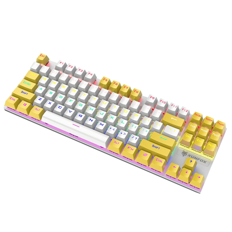 XUNFOX K80 87 Keys Wired Gaming Mechanical Illuminated Keyboard, Cable Length:1.5m