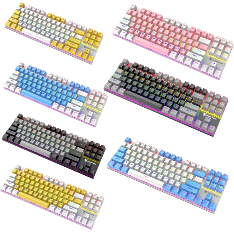 XUNFOX K80 87 Keys Wired Gaming Mechanical Illuminated Keyboard, Cable Length:1.5m