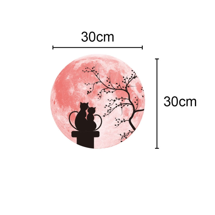 30cm Pink Couple Fluorescent Moon Wall Sticker — Couple Bird