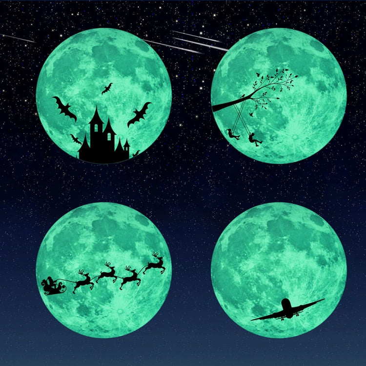 30cm Luminous Moon Wall Sticker Fluorescent Mural — Swing Under The Tree