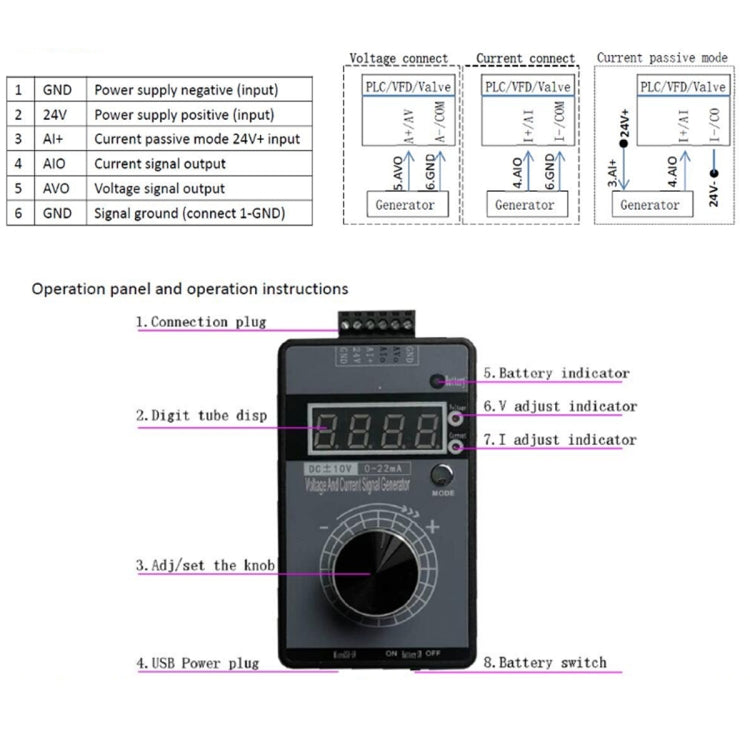 4-20mA 0-10V Signal Generator Adjustable Voltage Current Simulator