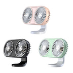 F211 Car Double Head With Led Electric Fan Car Air Outlet Instrument Panel USB Mini Fan