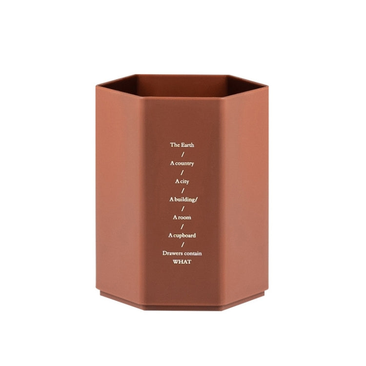 Simple Office Desktop Storage Pen Holder — Brick Red