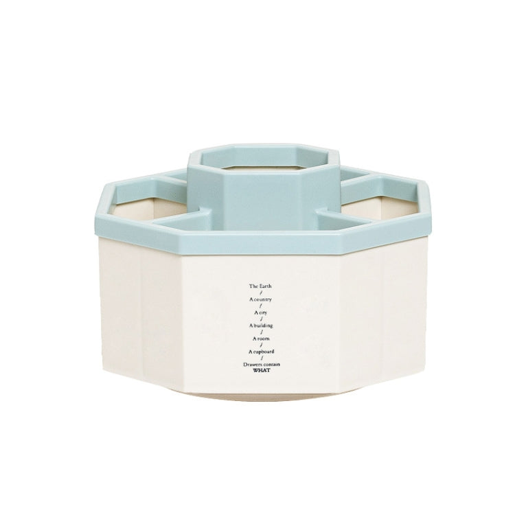 Simple Modern Large Capacity Office Desktop Storage Pen Holder — Blue Rotary
