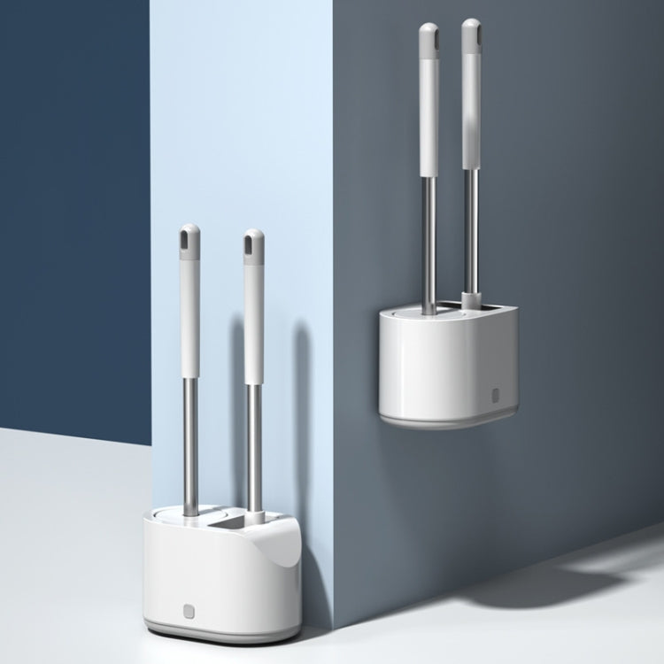 MT2 Silicone Double Brushs Head Toilet Brush Set — Wall-mount  Type