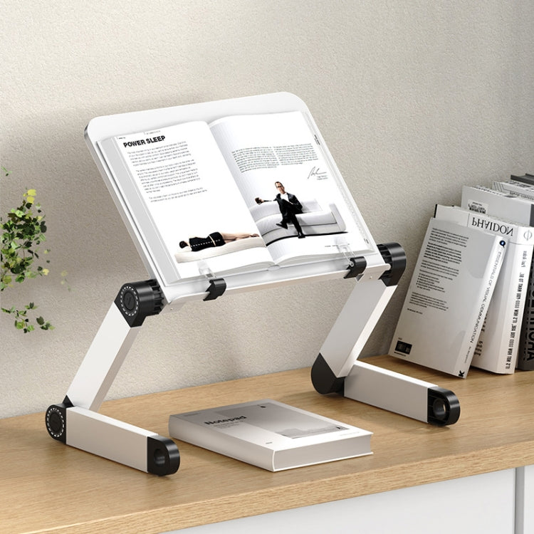 L03 Adjustable Lifting Reading Rack Book Holder Laptop Stand, Style： — Double Section White