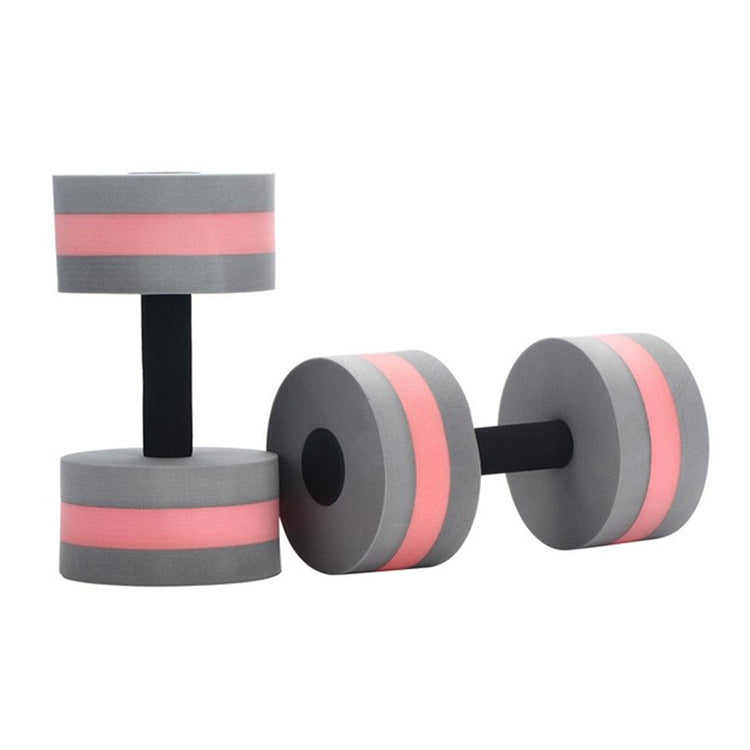 1pair Water Floating Dumbbell EVA Foam Swimming Pool Exercise Adjustable Dumbbell — Pink White