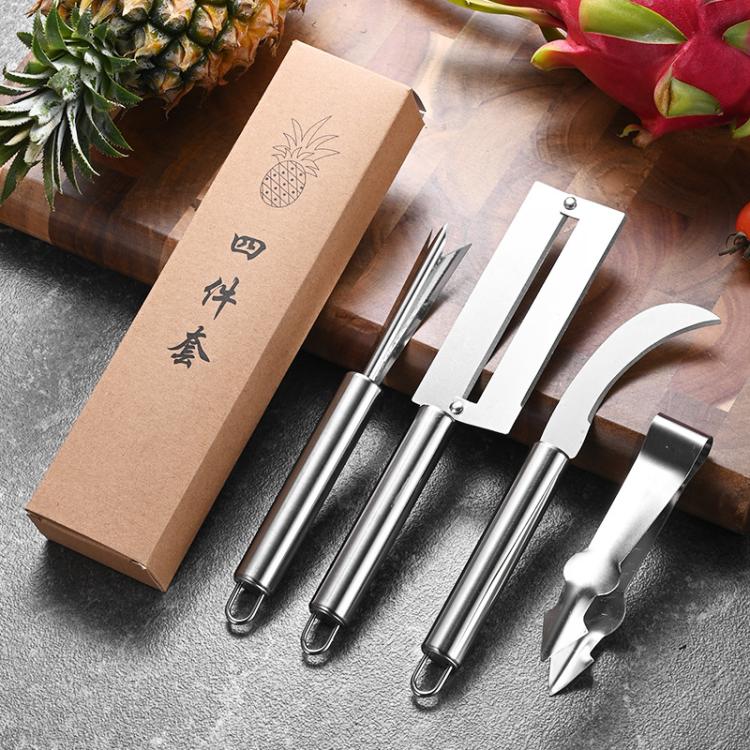 4 In 1 Stainless Steel Pineapple Knife Fruit Knife Sugar Cane Peeler