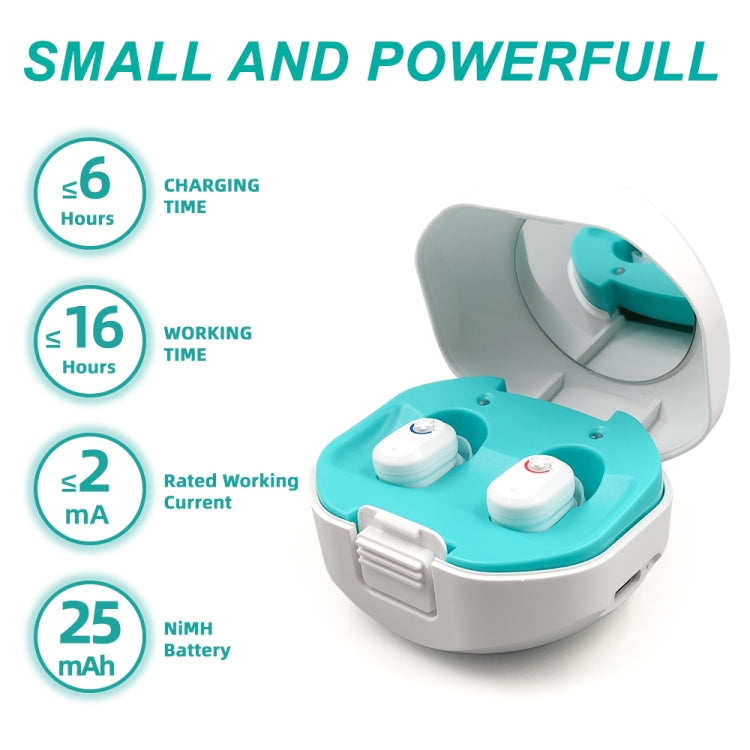 TWS On-Ear Sound Amplifier Hearing Aid with Charging Compartment — Black