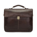 Men Retro Cowhide Leather Briefcase Multifunctional Laptop Bag for 15.6 Inch Computer