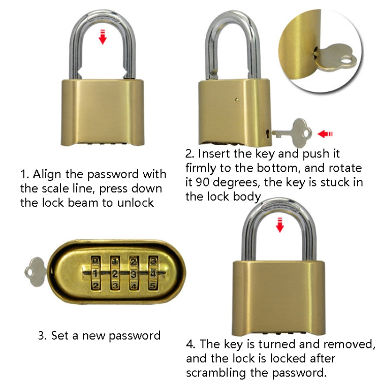 Brass Large Long Warehouse Door Logistics 4 Bit Password Lock