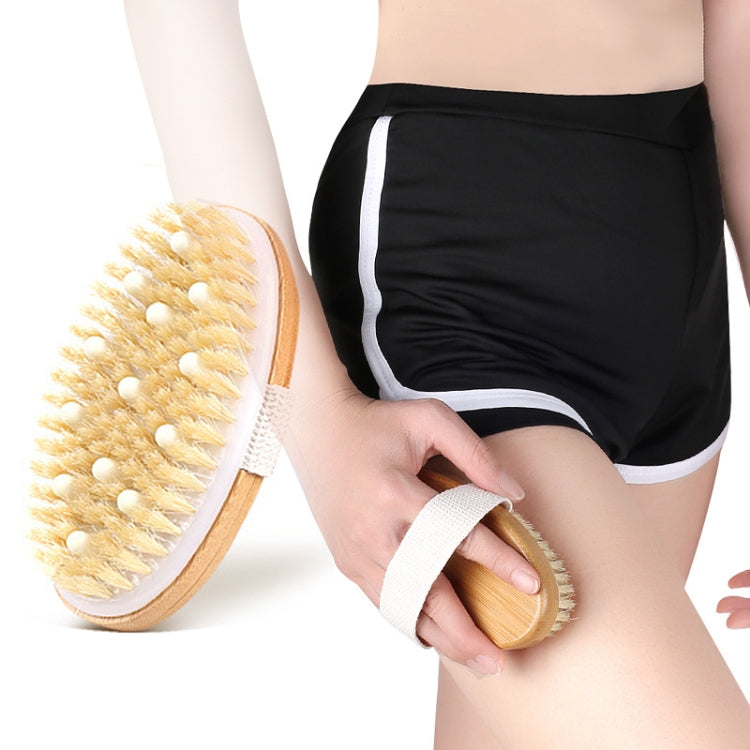 Handleless Oval Massage Bath Brush, PPR Soft Beaded Boar Bristle