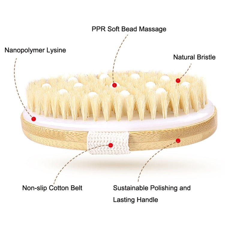 Handleless Oval Massage Bath Brush, PPR Soft Beaded Boar Bristle — view 4