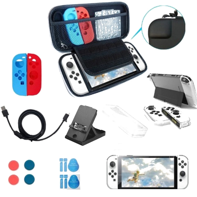 Game Console Crystal Shell Remote Sensing Cap Tempered Film Storage Bag Set For Switch OLED Console