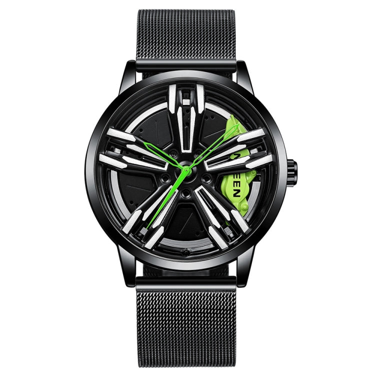 FNGEEN L001 Motorcycle Element Wheel Metal Men Watch — Black Net Black Steel Red Surface