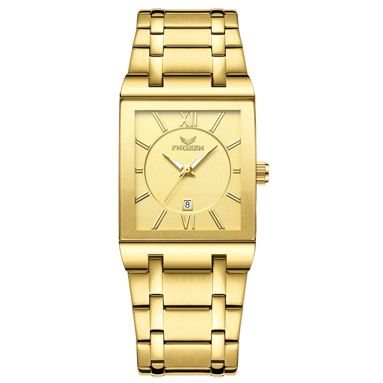 FNGEEN 3627 Waterproof Calendar Men Square Watch — Full Gold Black Surface