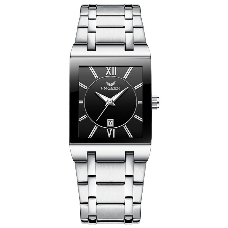 FNGEEN 3627 Waterproof Calendar Men Square Watch — White Steel White Surface