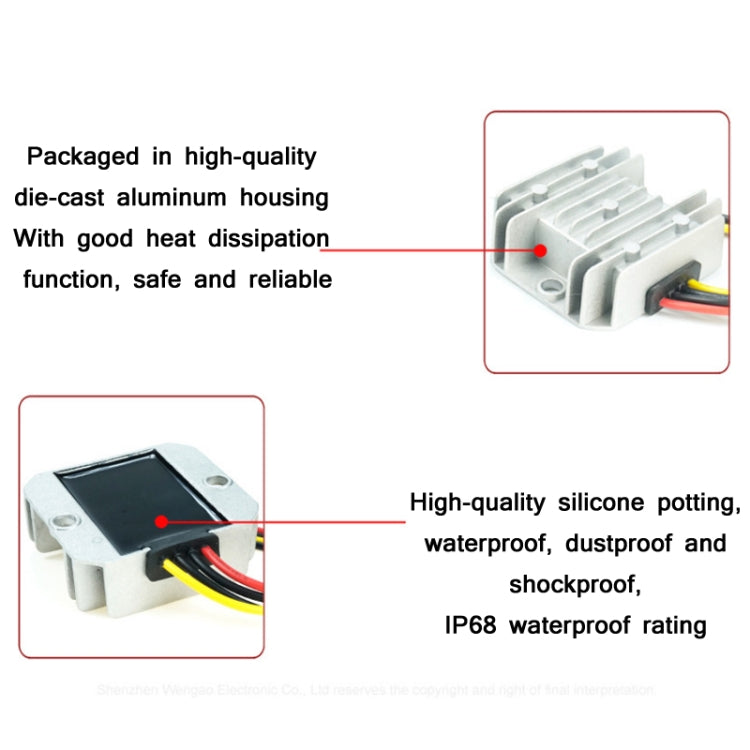 3A Waterproof Car Voltage Regulator, 72W 12V To 24V