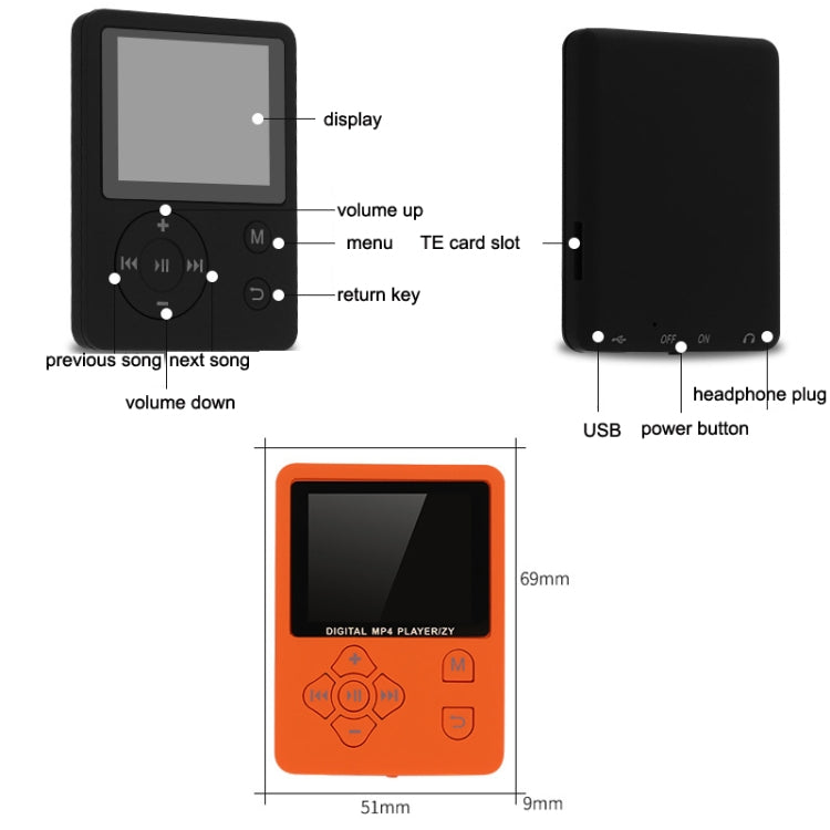 T69 Card Lyrics Synchronization Lossless Sound Quality MP4 Player, Style: