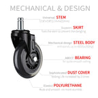 Furniture PU Universal Plug Caster Office Chair Mute Wheel, Size: 3 Inch — view 5