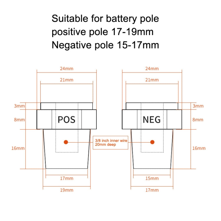 Car Battery Pile Header Circular Column Battery Maintenance Modification Accessories, 3 Pairs