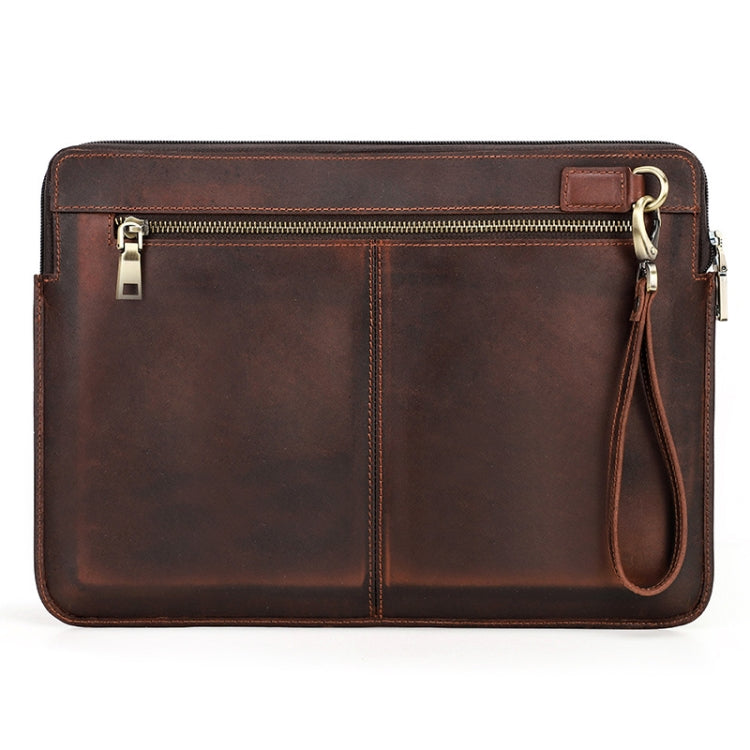 CONTACTS FAMILY Leather Laptop Sleeve For Macbook Pro 14.2 Inch — Brown