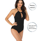 DS40 Ladies Slim and Conservative Halter Neck Swimsuit
