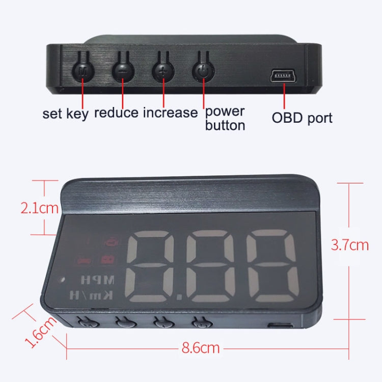 Speed Water Temperature Raising Instrument Panel HD Projector, Wireless Car OBD
