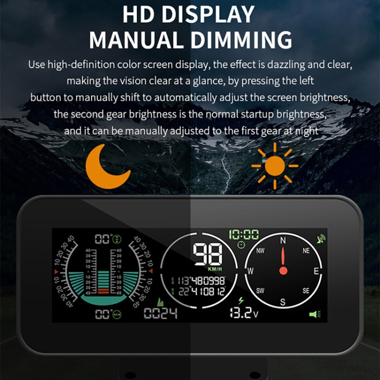 Car HUD Level Slope GPS Compass Altitude Display