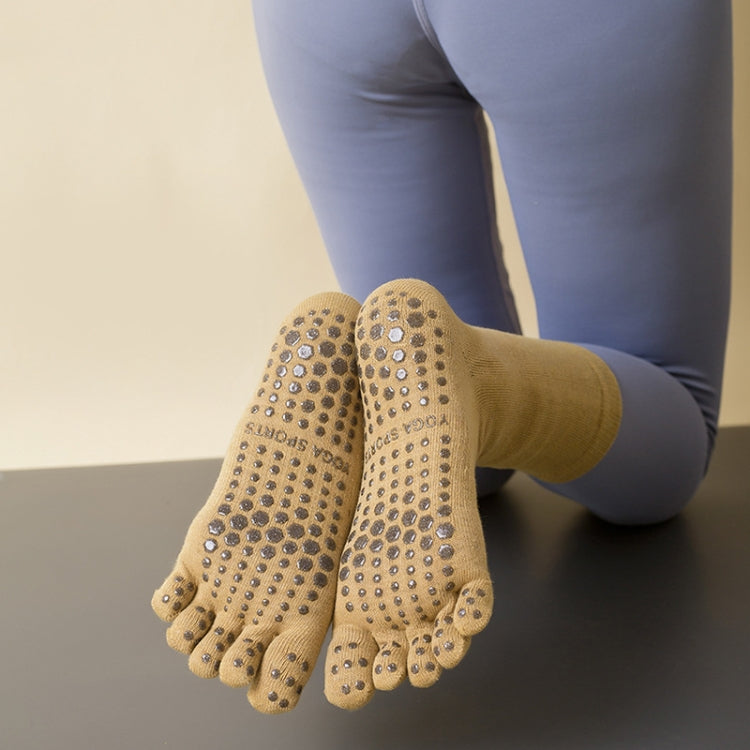Lengthened Sweat-absorbing Non-slip Yoga Five-finger Socks, Black, Pink, Yellow, Dark Gray, Beige, Dark Green, Flesh Color