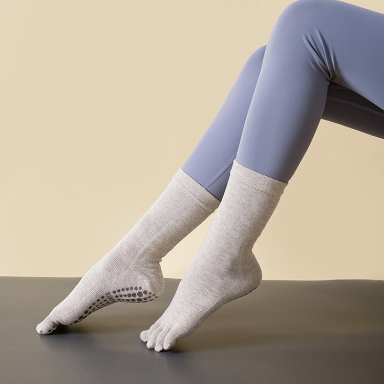 Lengthened Sweat-absorbing Non-slip Yoga Five-finger Socks, Black, Pink, Yellow, Dark Gray, Beige, Dark Green, Flesh Color