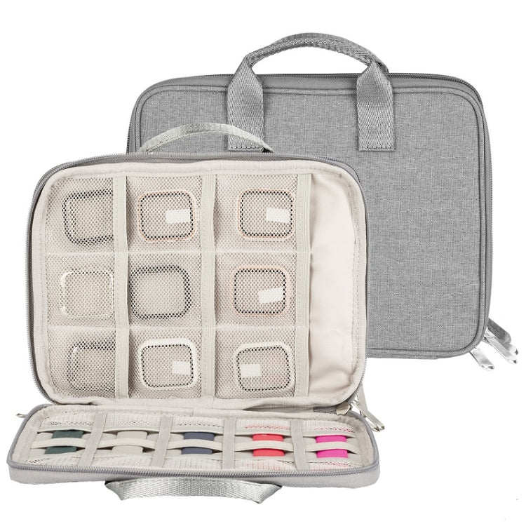 Portable Double-Layer Strap Storage Bag Data Cable Organizer Bag — Double-Layer Black