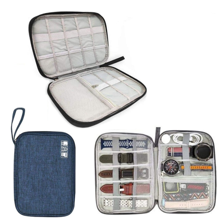 Travel Portable Strap Data Cable Storage Bag — Grey