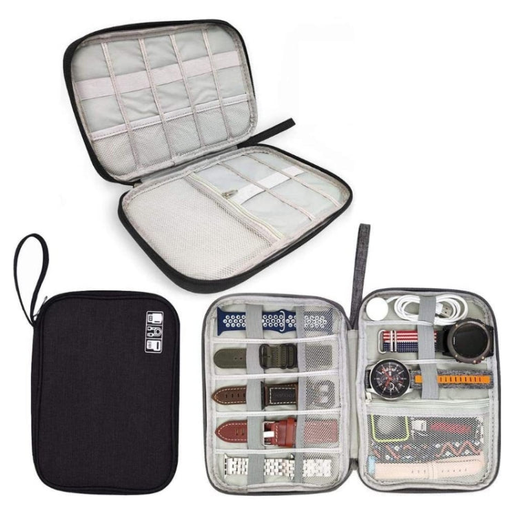 Travel Portable Strap Data Cable Storage Bag — Navy Blue