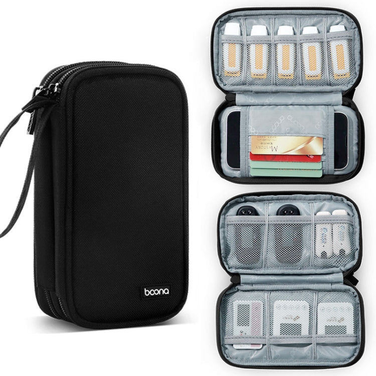 Baona BN-C004 Mini U Disk Headphone Data Cable Storage Bag, Color: — Double Layer (Gray)