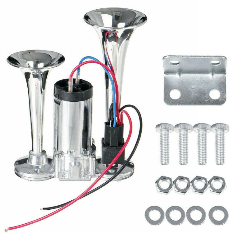 ST-1018S 600DB 12V Double-tube Metal Conjoined Electric Pump Car Horn with Relay