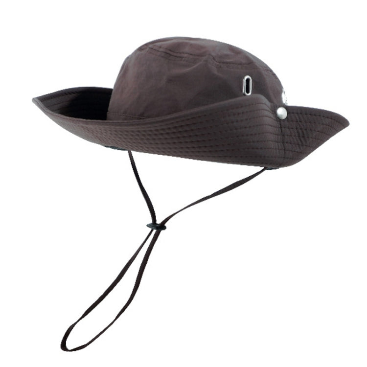Versatile Breathable Sunscreen Drawstring Fisherman Hat — Coffee