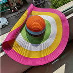 Oversized Brim Dome Rainbow Striped Beach Visor Hat — view 6